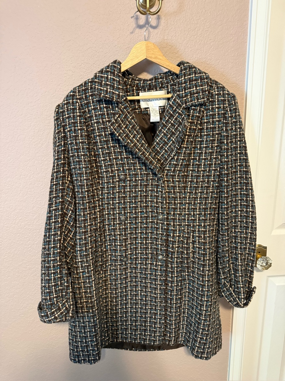 Chadwick’s Classic Vintage Tweed Blazer Dress Jacket - Black Multi